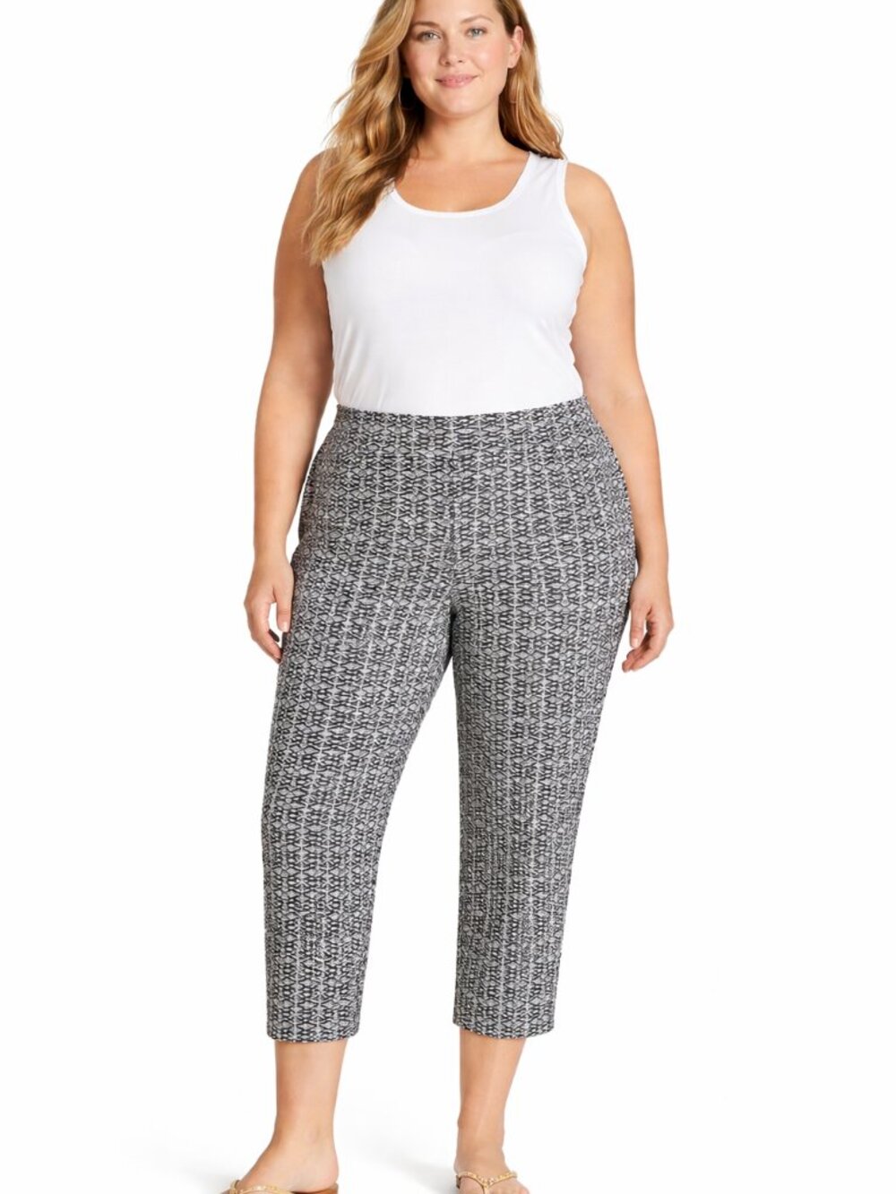 Piazza Sempione Audrey Crop Ankle Pants | Size 48 (US 12) | Purple/Black Lattice